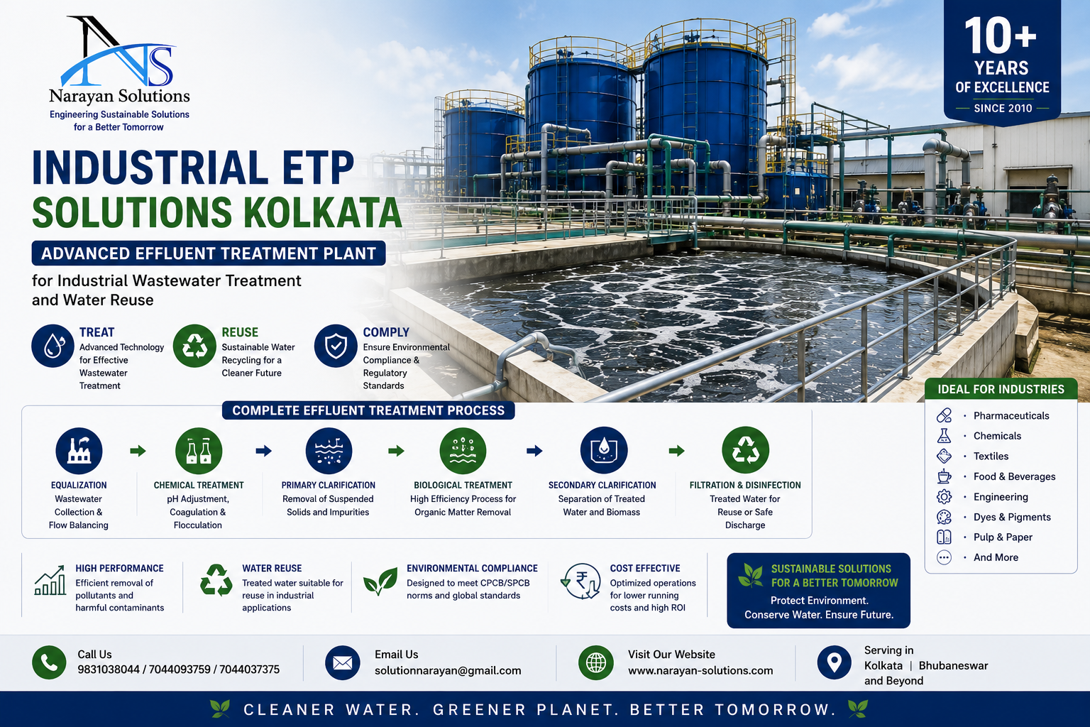 Industrial effluent treatment plant installed by Narayan Solutions for wastewater treatment and compliance.