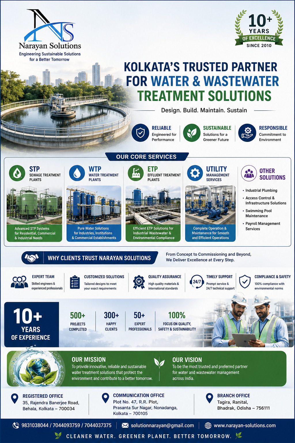 Narayan Solutions water treatment and wastewater management services with STP, WTP, ETP, and sustainable engineering solutions