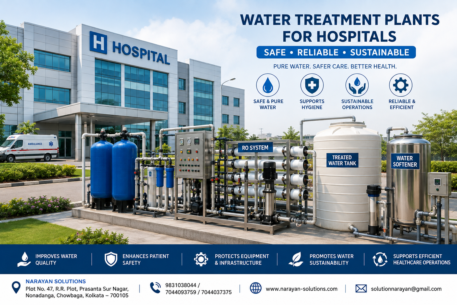 Water treatment plant for hospitals providing safe and reliable water supply